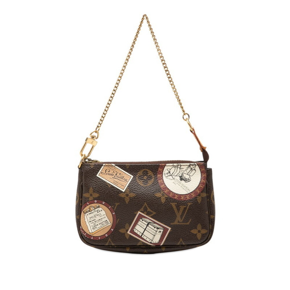LOUIS VUITTON Authentic Brown Monogram Leather Pochette Pouch